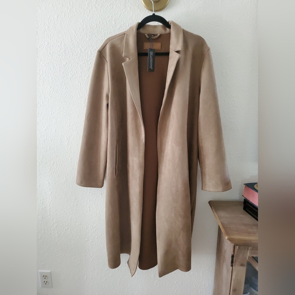 BlankNYC Vegan Suede Trench Coat Ladies Size Small NWT Women's Snack Bar Coat - Picture 2 of 9